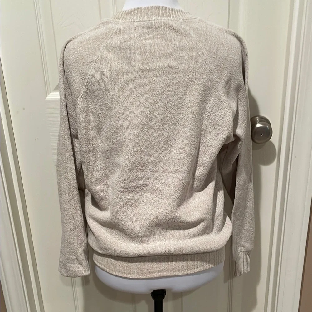 Cream Crew Neck Sweater with Collegiate Style